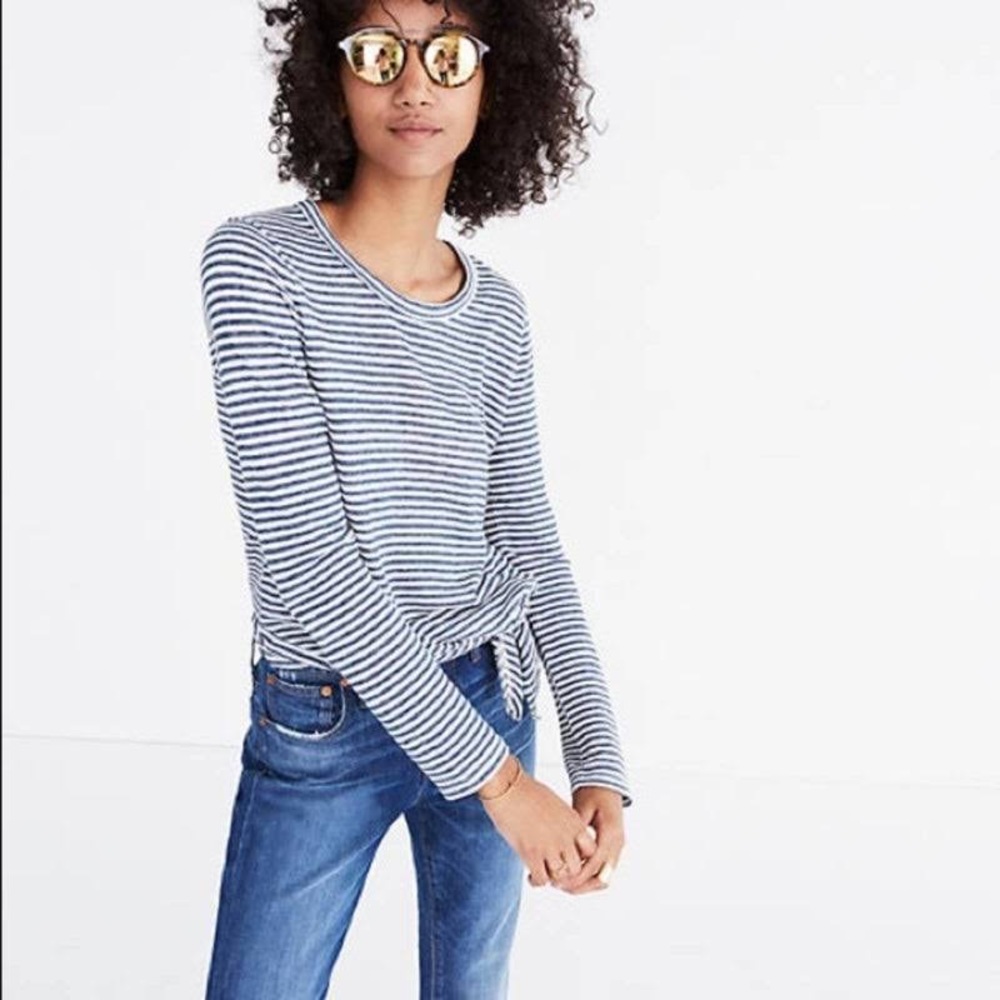 Madewell Striped Knot Top | EUC, Size L 🦋